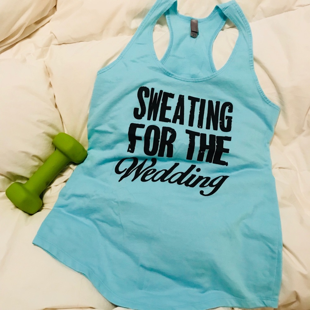 “Sweating for the Wedding” racerback tank EUC